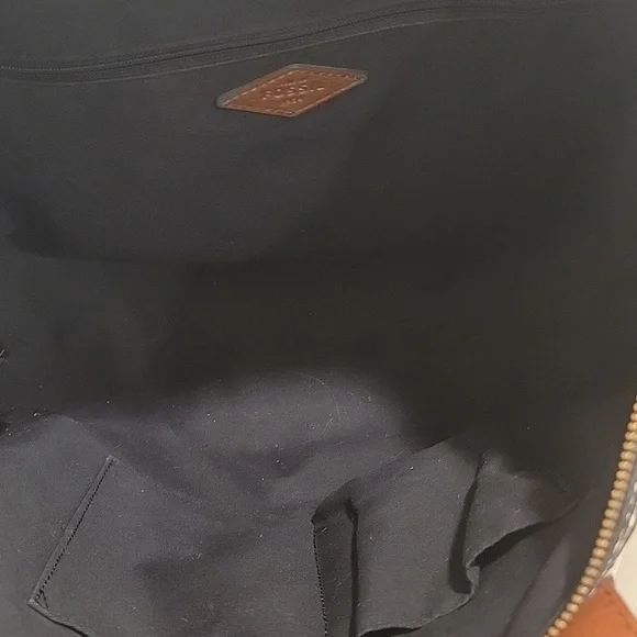 Fossil Vegan Leather Handbag Black Dotted Tote - Picture 5 of 11